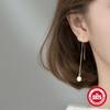 Argent Sterling 925 Tempérament Mode Gland Longue Chaîne Perle Personnalité Boucles d'Oreilles Boucles d'Oreilles Earline Boucles d'Oreilles Boucles d'Oreilles Perles