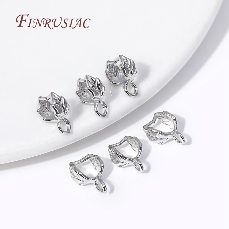 18K Gold Plated Pinch Pendant Bail Clasp Trendy Leaf Shape Bails For Jewelry DIY Findings Accessories