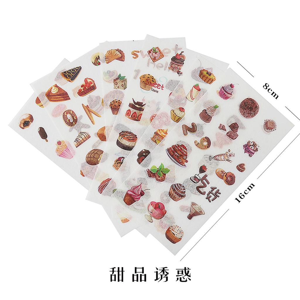 6 Sheet Cartoon Green Plant Sticker Kawaii Transparent Diy Diary Decorative Masking Stickers Scrapbook Stationery Student Gift