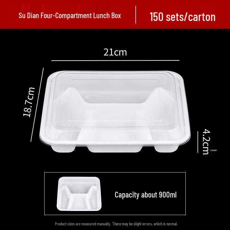 HANDUNYOU Einweg-Rechteckige Essensboxen mit Deckeln (150 Sätze)