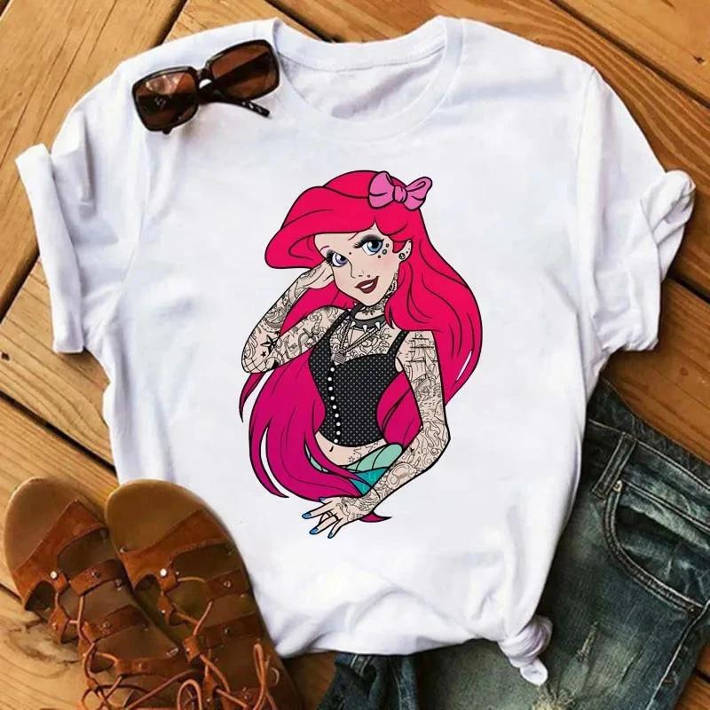 Summer Kawaii Princess Cotton T-Shirt Tops Harajuku Cartoon Graphic Tees Cute T-shirt Blouses Unisex