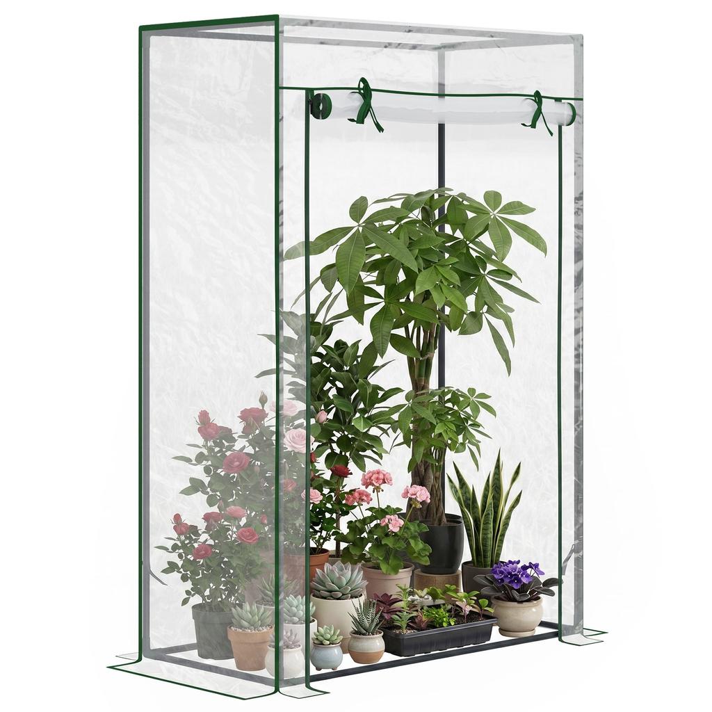 Foil Greenhouse with Door, Winter-Proof, Made of Steel, for Balcony, Garden, 100x50x150cm, for Tomatoes, Vegetables, Flowers, Plants, Transparent
