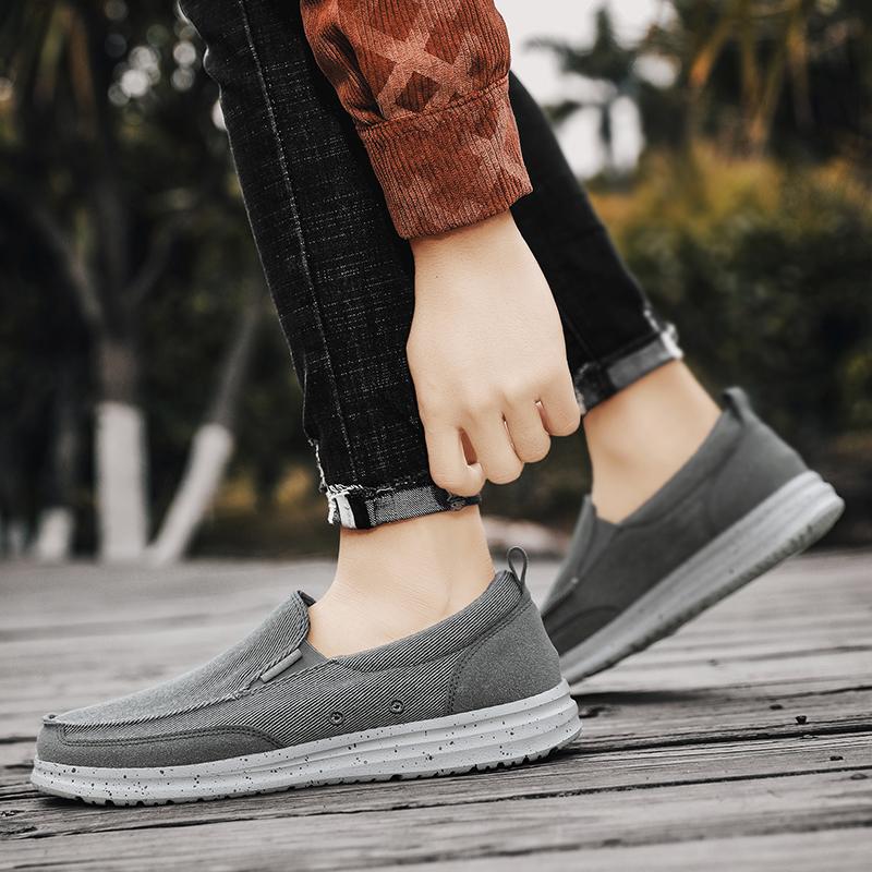 Men Outdoor Canvas Shoes Black Slip on Sneakers Driving Shoes Casual Khaki Wide Head Shoes for Farther Plus Size Lightweight