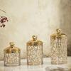 3 Pieces Gold Foil Candy Storage Container Clear PET Jars With Airtight Lids For Kitchen Pantries Organization