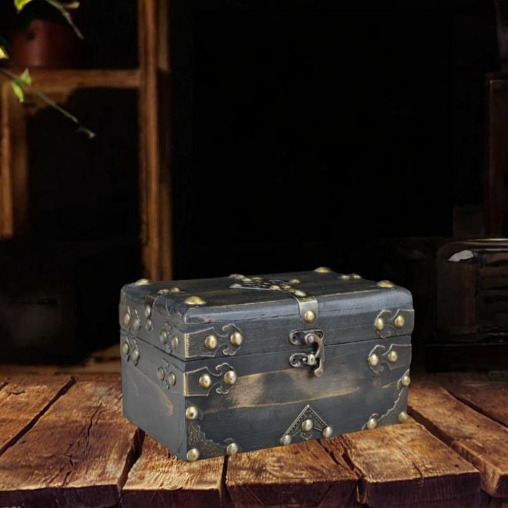 Schatzkiste im Retro-Stil Dekorativer Aufbewahrungsbehälter Multifunktion Leicht zu tragen und zu verstauen Holz