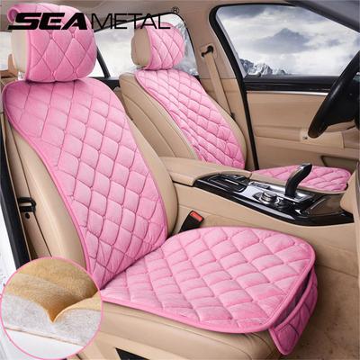 Plush Car Seat Cover Set Universal Pink Seat Cushion Auto Seat Protector Mat Automobile Covers Fit Most Car Interior