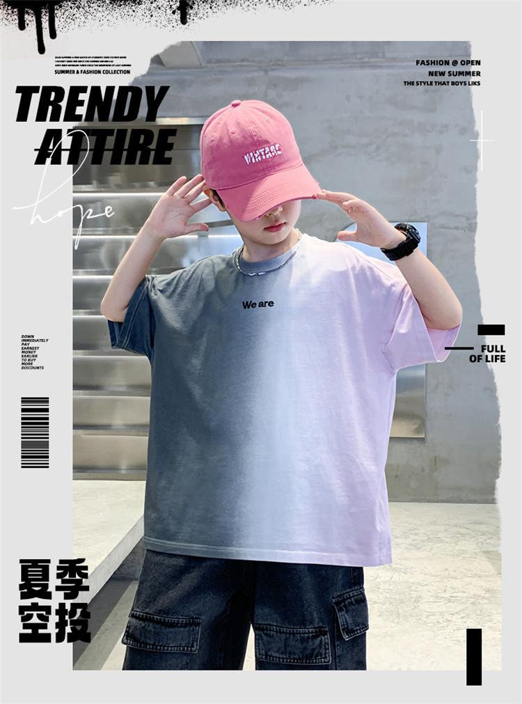 Boys' handsome short sleeved T-shirt 2026 new style big children's summer clothes half sleeved summer top boys' T-shirt trendy T