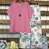 Women's Plus-size Summer New Style Casual Short-sleeved Printed Wide-leg Pants Top and Pants Two-piece Set