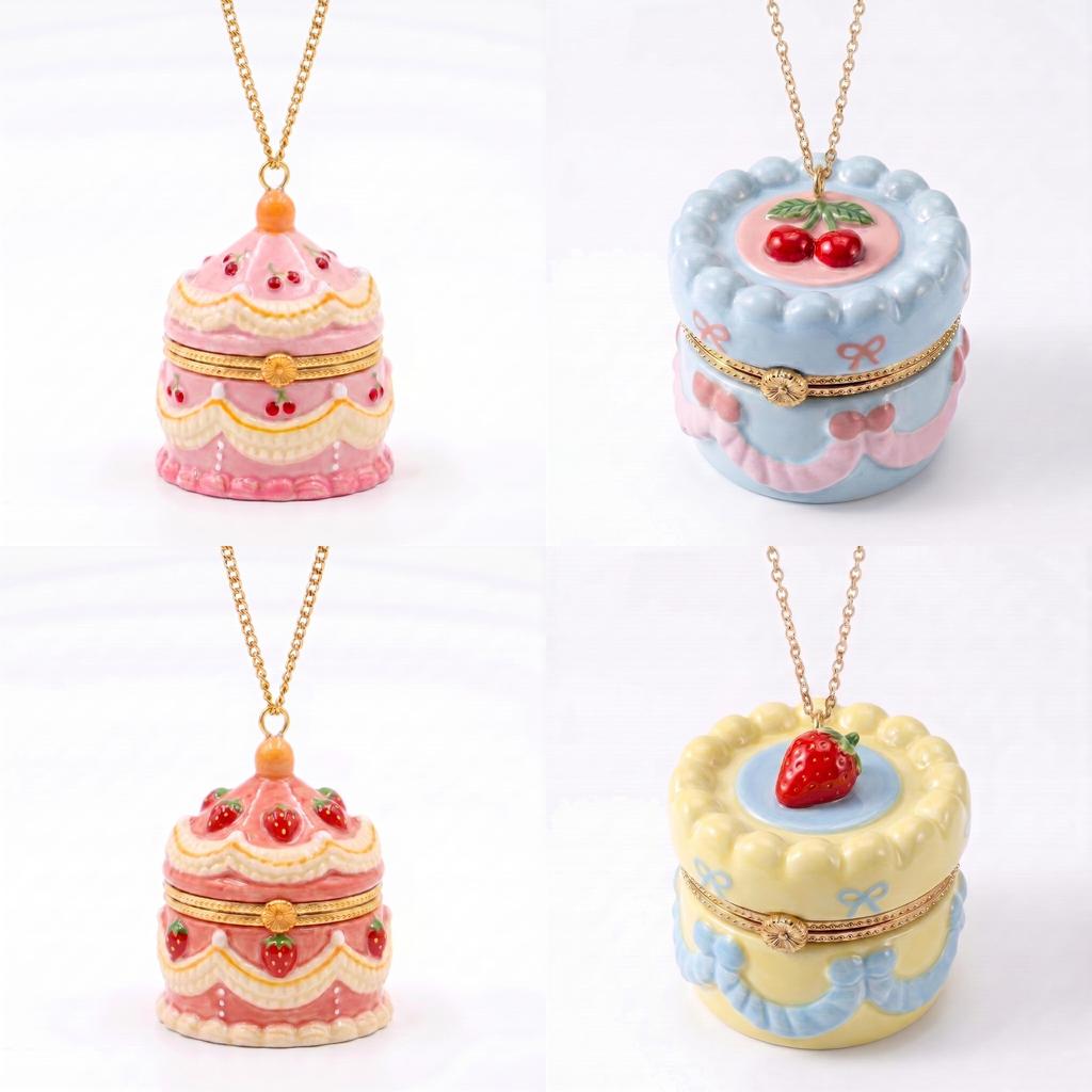 Colar com Pingente em Formato de Bolo de Cobre Galvanizado Para Uso Casual