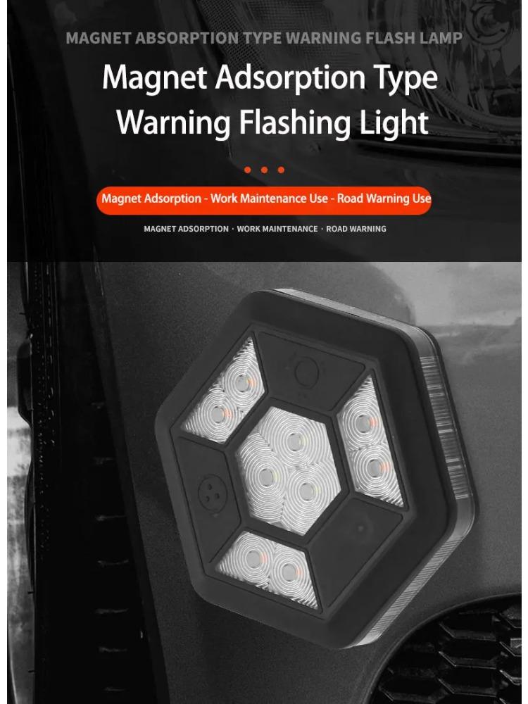Car Rechargeable Warning Light COB Ceiling Roadblock Flashing Lamp Rescue Strobe Magnetic Outdoor Camping Emergency Work Lights