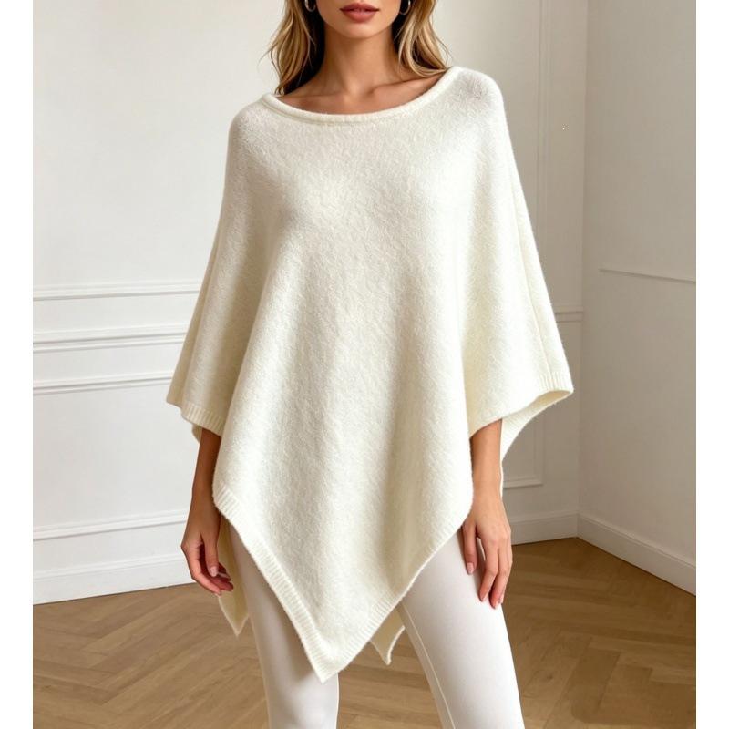 Vendita all'ingrosso del produttore autunno e inverno nuovo scialle lavorato a maglia europeo e americano girocollo maglione a mantella largo da donna
