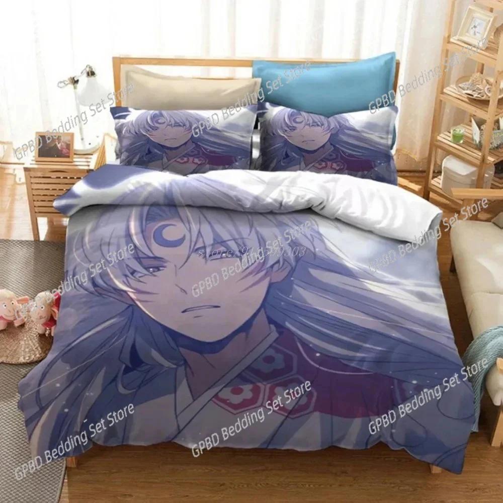 

3D Print Anime Inuyasha Bedding Set For Bedroom Soft Modern Bedspreads Comefortable Kids Duvet Cover Quilt Cover And Pillowcase EU Single(135*200cm)3pcs