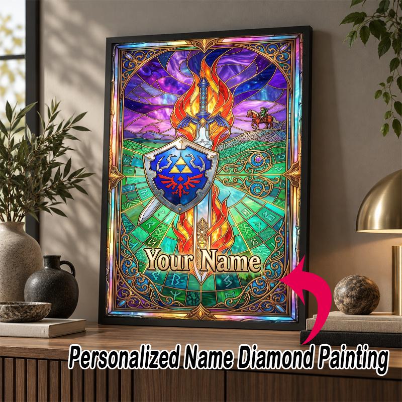 Custom Name Zelda 5D Diamond Painting Personalized Full Drill Diamond Art Kit Gift