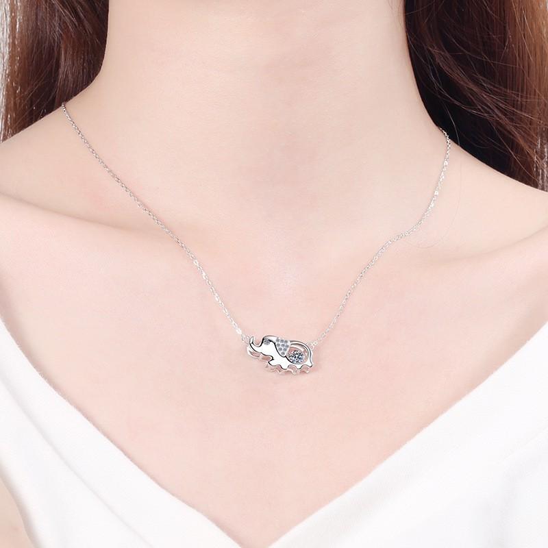 Sterling Elefanten Anhänger Halskette Mit Moissanit Stein Zarte Kette Damen Tier Schmuck Geschenk