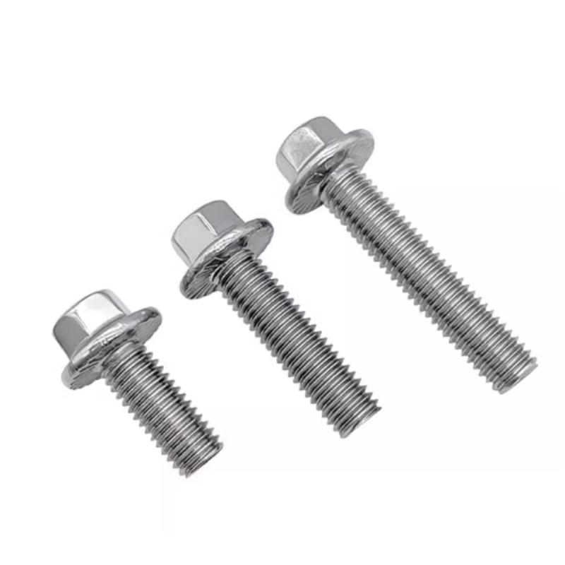 304 Stainless Steel Serrated Flange Hex Head Screws UNC Size 1/4-3/8 Anti-loose Fasteners Auto Motorcycle Replacement Parts