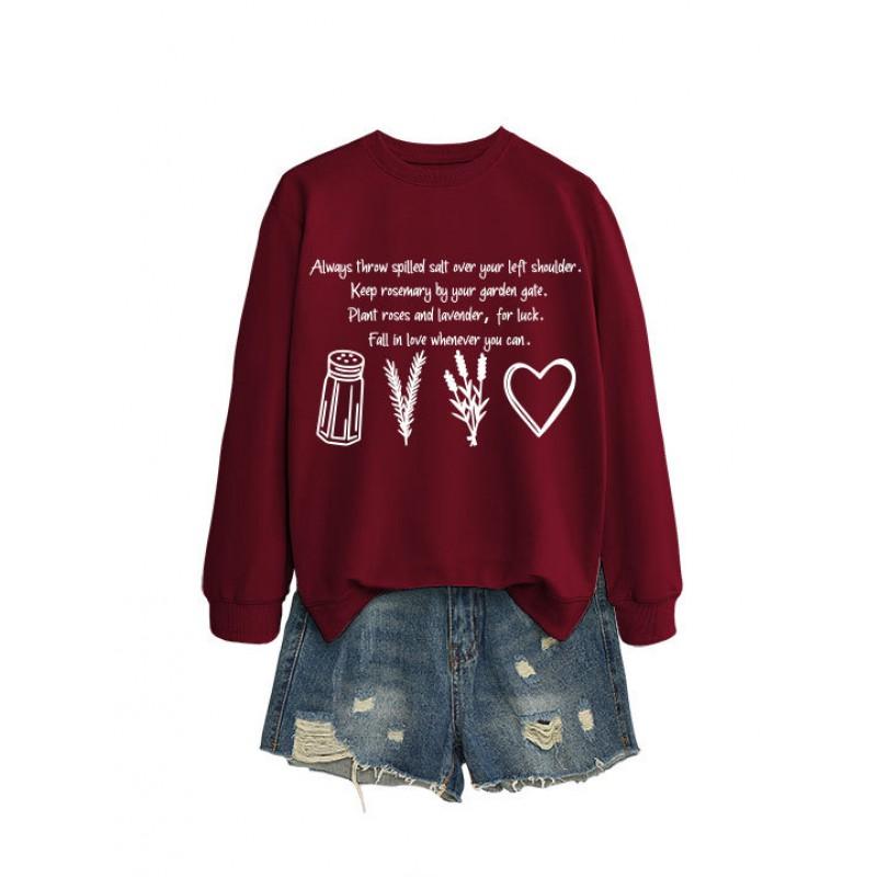 Womens Oversized Cotton Blend Hoodie Sweatshirt With Graphic Print Winter Casual Wear