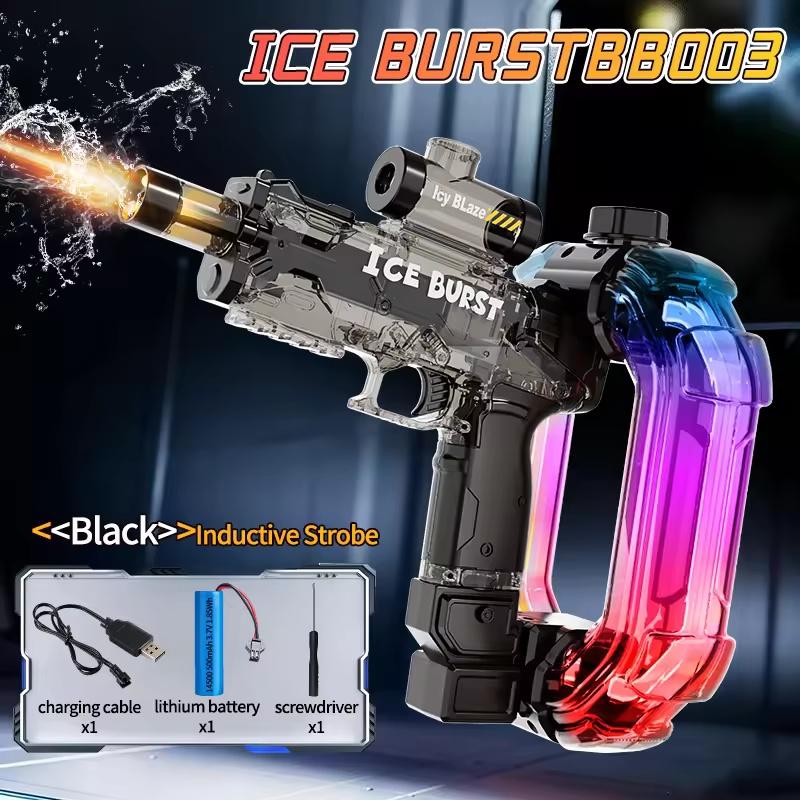 Ice Blast Energy Ring Electric Water Gun Automatic Continuous Large Capacity with Sound LED Light Summer Outdoor Toys for Kids