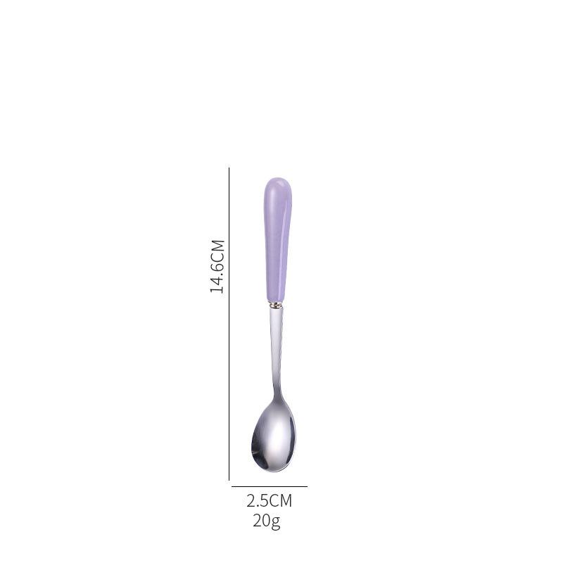 Dessert Espresso Ceramic Handle Stainless Steel Teaspoon Stirrer Coffee Spoons Stirring Tool