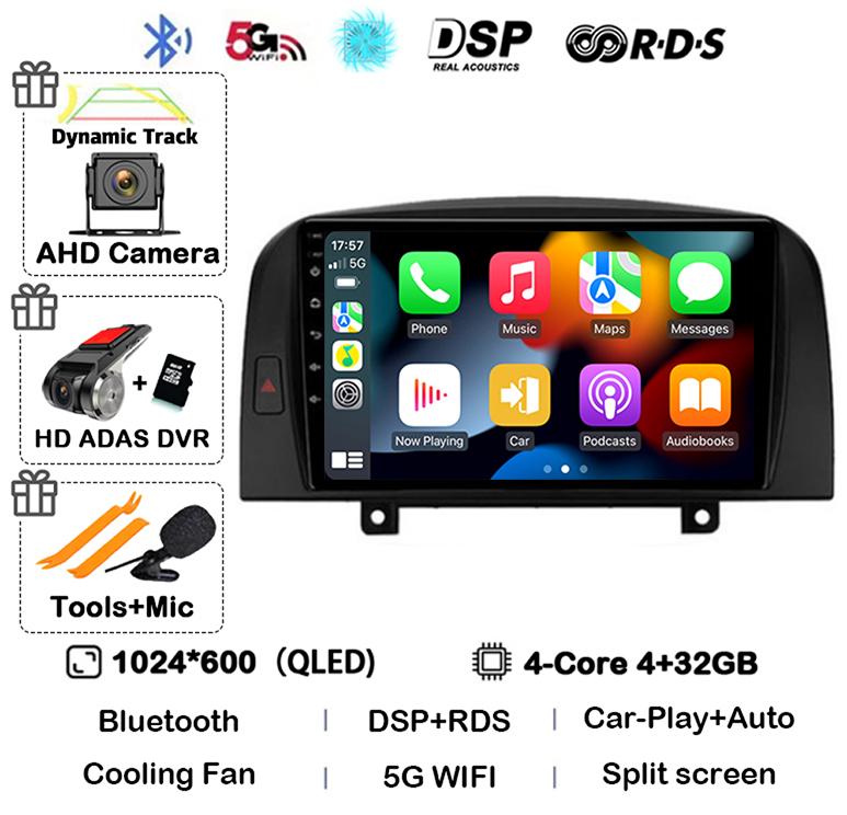 Android 14 Carplay 4G+WIFI Car Radio For Hyundai SONATA NF 2004 2005 2006 2007 2008 GPS Autoradio Multimedia Video Player Stereo