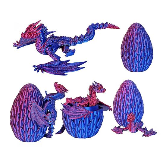 3D Printed Dragon Egg Figurine Movable Joints Flying Dragon Figure Fidget Toy Dragon Egg with Articulated Dragon Inside Decoration Ornament