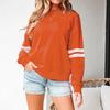 Women's Fashionable Round Neck Long Sleeved Sports Casual Color Blocked Pullover Sweater Sweatshirt Top