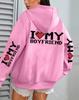 I Love My Boyfriend Printed, Women'S Hoodie Fall Loose Casual Pocket Fleece Pullover