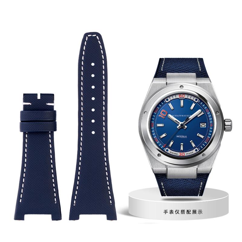 Nylonowo-skórzany pasek do zegarka IWC Engineer z wycięciem Pasek IW500501 IW378507 IW322703 Seria Czarny Sportowy płócienny pasek do zegarka