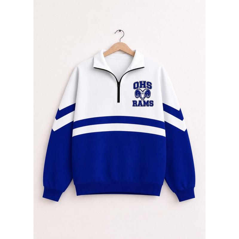 Womens Streetwear Zip-Up Stand Collar Sweatshirt 3D Digital Print Loose Fit Casual Top