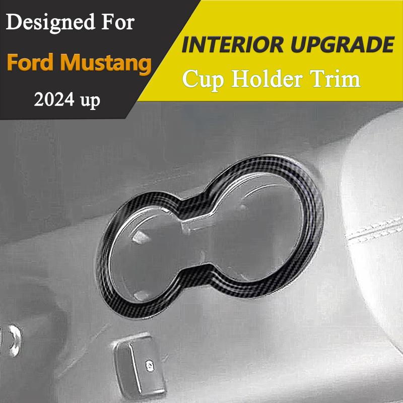 Center Console Cup Holder Trim Carbon Fiber For Ford Mustang 2024-2026 Car Styling Interior Mouldings Accessories Modified