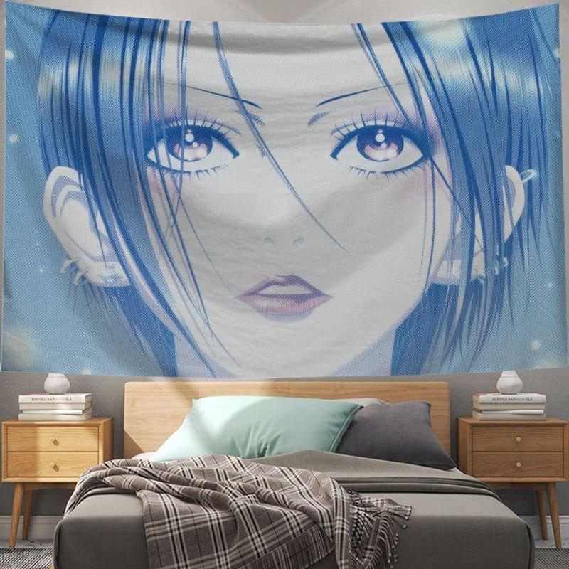 Anime Couple Tapestry Wall Hanging Pastel Hair Romantic Manga Illustration Aesthetic Wall Art Indie Dorm Decor
