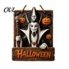 Ghost Wall Ornament Vintage Wooden Halloween Welcome Door Hanger, Pumpkin Skull Witch Farmhouse Hanger Sign, Hanging Decor for Front Porch Decoration