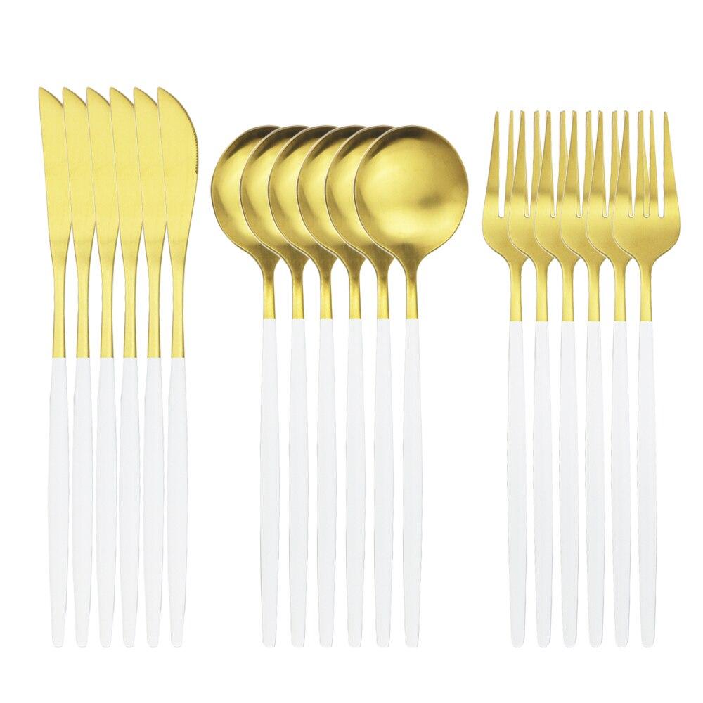 18pcs Colorful Cutlery Set Tableware Set Stainless Steel Dinner Knife Fork Spoon Matte Polishing Dinnerware Set