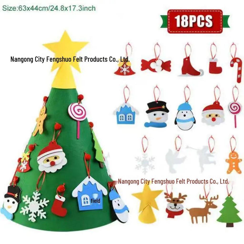 Handmade Felt Christmas Tree for Kids with DIY Ornaments and 3D Pendant