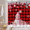 Farmhouse Christmas Shower Curtain Red Retro Truck Farm Barn Pine Tree Forest Snowflake Vintage Rustic Winter Holiday Fabric