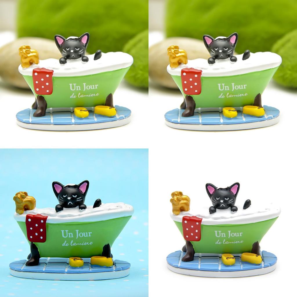 Black Taking Cat A Bath In The Bathtub Resin Ornament For Home Gifts Styling