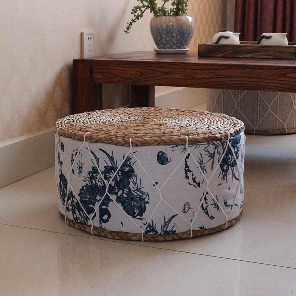 30cm Futon Pillow Floor Cushion Handmade Round Meditation Seat Stool Ottoman for Home Decor