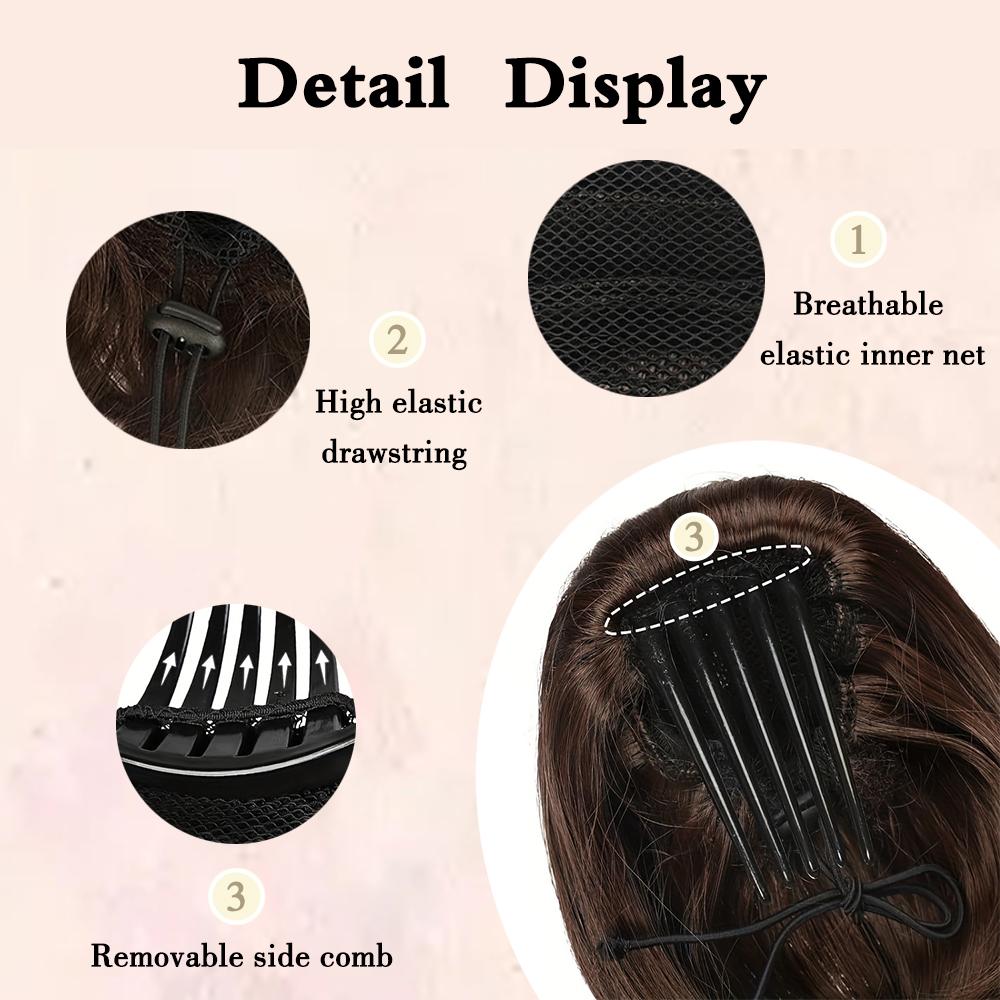 MISSQUEEN Syntetický drdol do vlasů Příčesek Plně Krátký Drdol Ponytail Přírodní Černé Vlasy Chignon S Hřebínkem Sponou Drdol Updo Stahovací Drdol Vlasové Příčesky