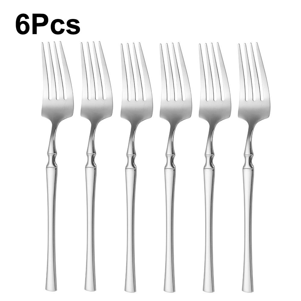 6/24/30Pcs Thin Cutlery Stainless Steel Sliver Tableware Western Dinner Set Solid Color Knife Fork Spoon Mirror Kitchen Utensils