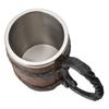 600ml Viking Wood Style Beer Mug Christmas Gift Simulation Wooden Barrel Cup Double Wall Drinking Mug Metal Insulate Bar Kit