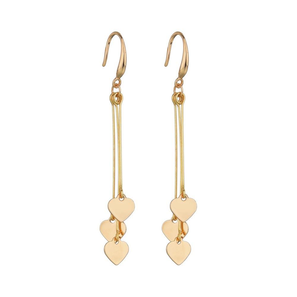 

Popular iron piece peach heart earrings retro long fringed earrings earrings accessories золотий