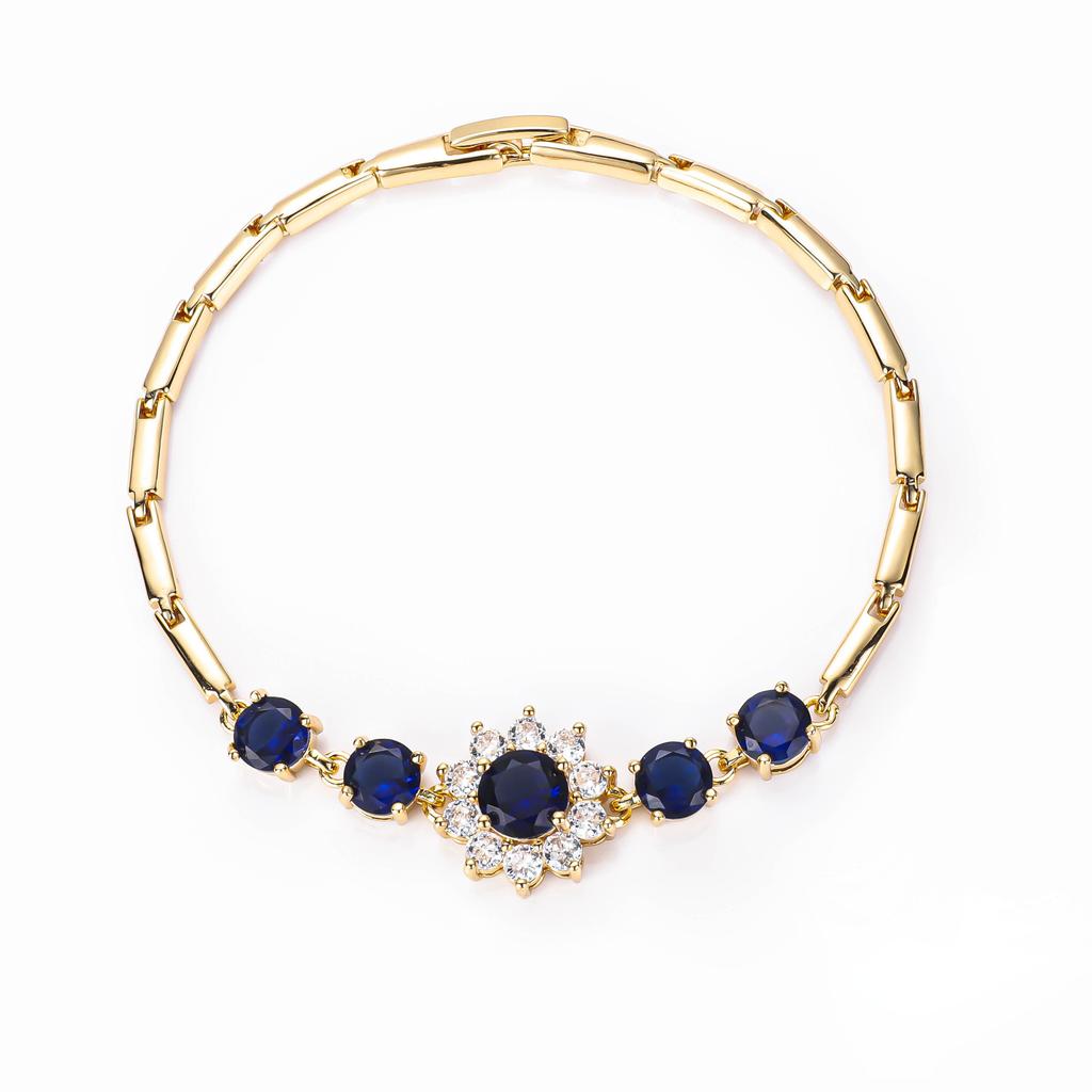 CM Jewelry Luxurious Women Pulsera Cute Gem Gift Black Blue Green Colorful Zircon Sunflower 18k Gold Plated Bracelets