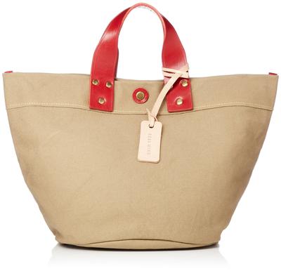 Cotton Handbag Genuine Leather Made In Japan Parque II Unisex Red [Real Mind]