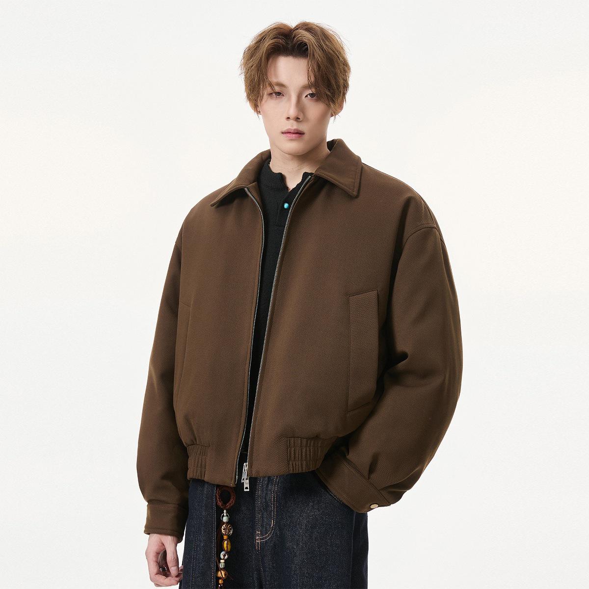 Men s Double Zipper Lapel Down Jacket - Winter 2025 Short Silhouette Couple Outerwear by American Cleanfit M