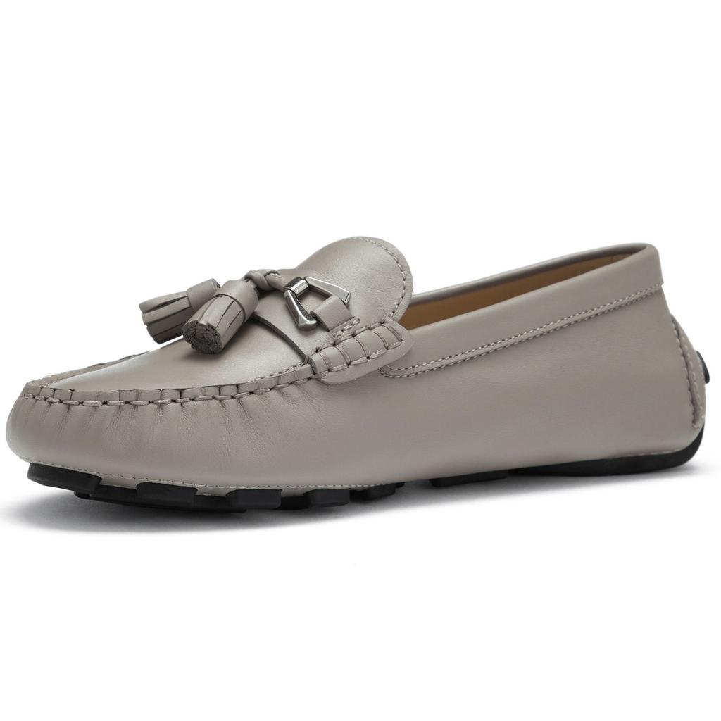 Clarks Leather Fashion British Retro Casual Slip-On Loafers Women Loafers Gray 261781434