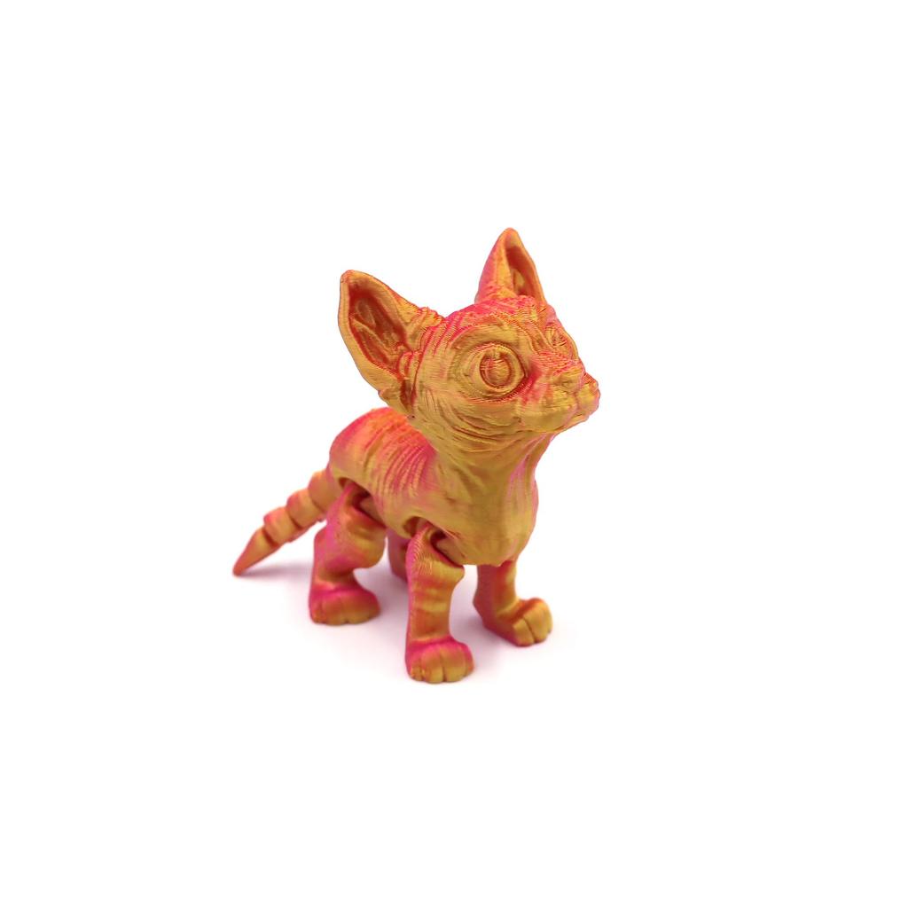 3D Printed Hairless Cat Model: Movable Joint Kitten Toy Ornament