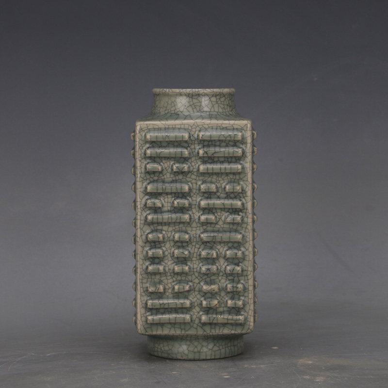 Song Dynasty Ru Kiln Celadon Eight Trigrams Cong-shaped Vase - Chinese Cultural Relic Imitation Ornament Collection
