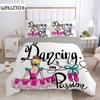 Ballet Dancer Duvet Cover Set King Size Dancing Is My Passion Print Bedding Set Microfiber Girl Ballet Shoes Pattern Quilt Cover