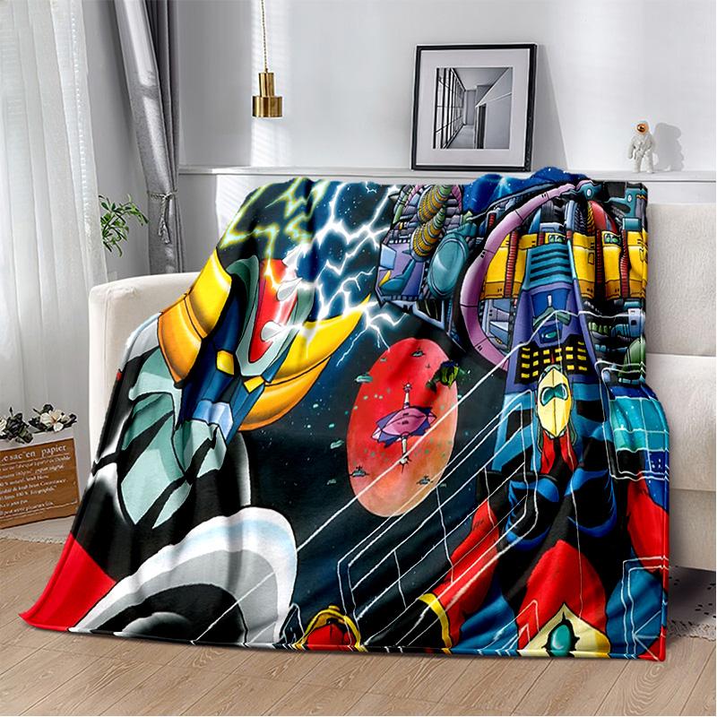 UFO Robot Grendizer Anime Cartoon Soft Plush Blanket,Flannel Blanket Throw Blanket for Living Room Bedroom Bed Sofa Picnic Kids