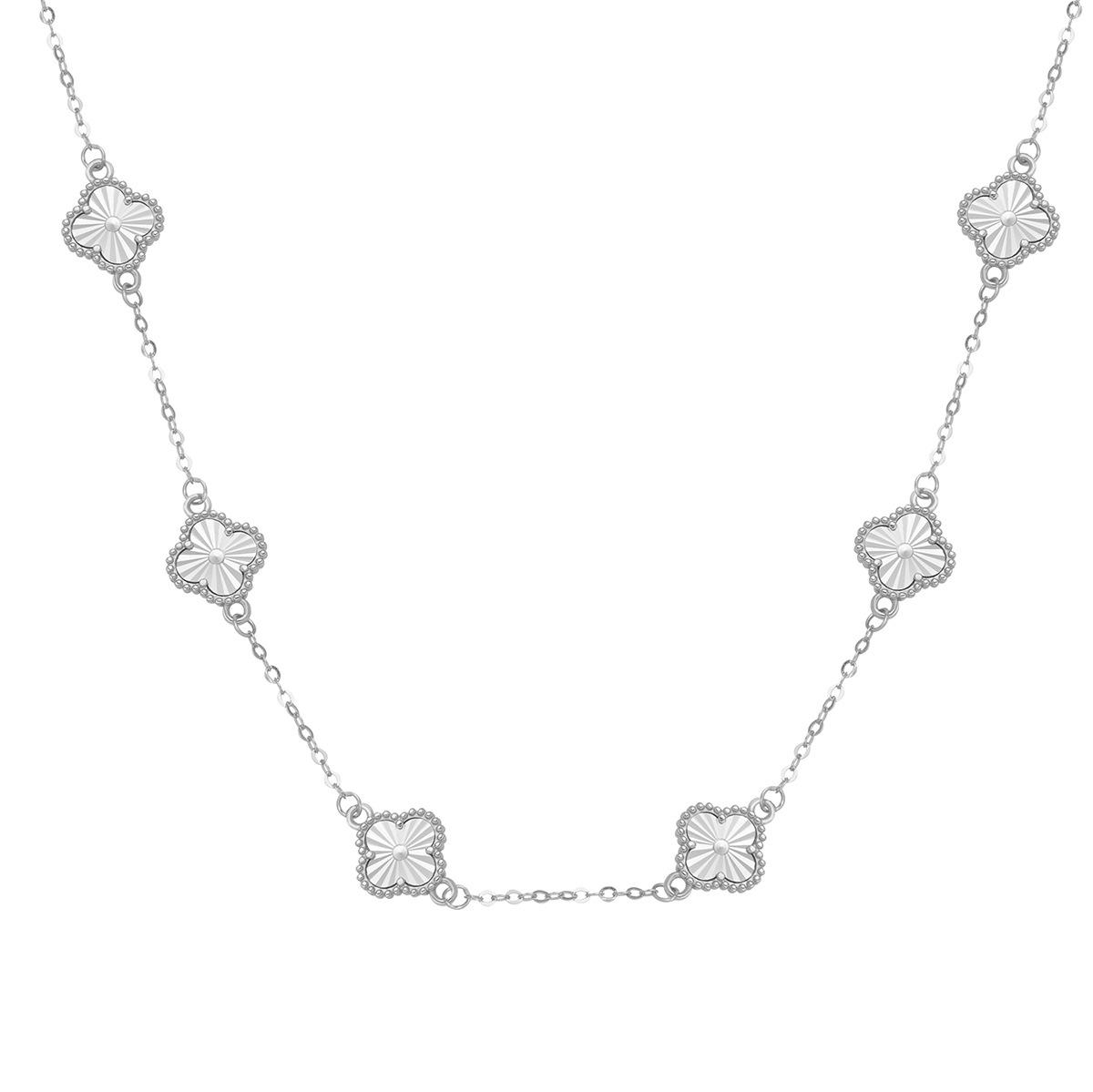 

Серебряное ожерелье S925 с лазерным четырехлистным клевером, женская мода, легкая роскошь, шесть двухсторонних автомобильных цветов, счастливая трава, цепочка на ключицу 925 Silver