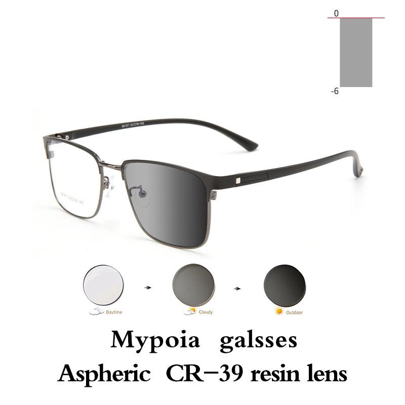 Photochromic Glasses for Men Women Myopia Eyewear Students Short Sight 0 to -6 Diopter Adjustable Lightweight